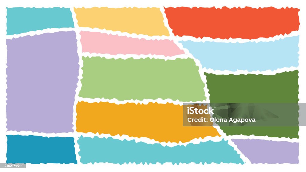 Colored Paper Rectangular Jagged Rectangle Bright Color Simple Shapes Rectangle Paper Template ...