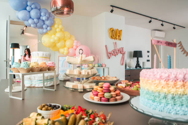 istock Modern Baby Shower Buffet Setup with Elegant Decor 2162175726