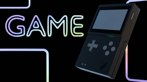 a classic game console reimagined in a dazzling neon rainbow