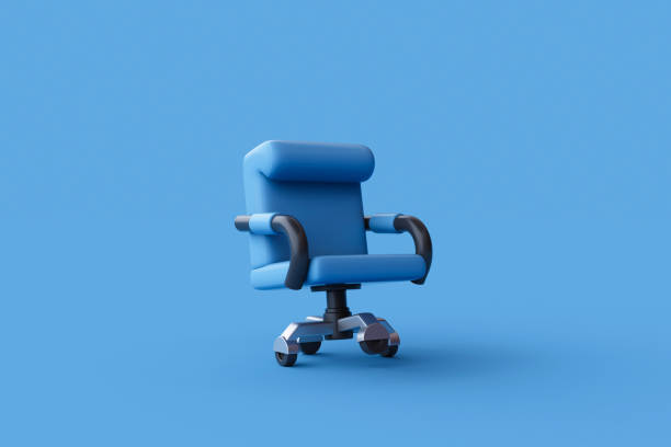 istock 3d rendering of Concept blue office chair on blue backgound. 2162184184