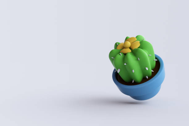 Three Dimensional, Cactus, Flower Pot, Digitally Generated Image, Flower