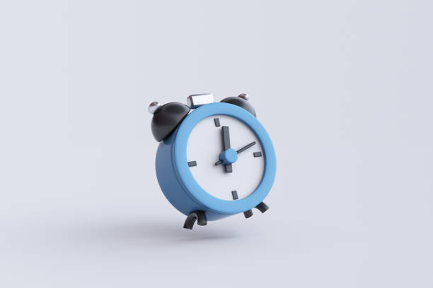 istock 3D rendering of alarm clock on white background. 2162184213
