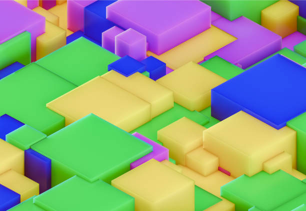 istock Colorful blocks, retro 3D geometric abstract art for backgrounds, brochures, presentations, banners or covers 2162188192
