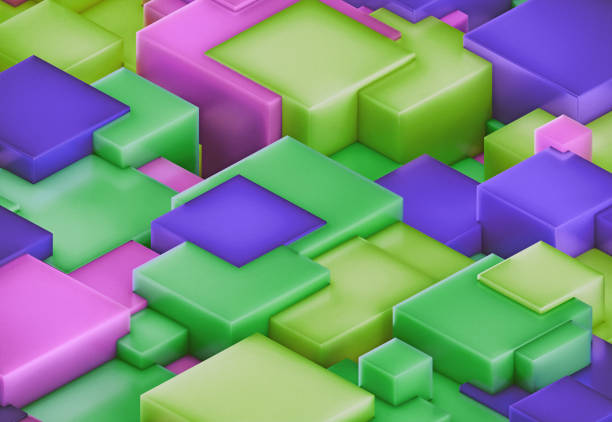 istock Colorful blocks, retro 3D geometric abstract art for backgrounds, brochures, presentations, banners or covers 2162188198