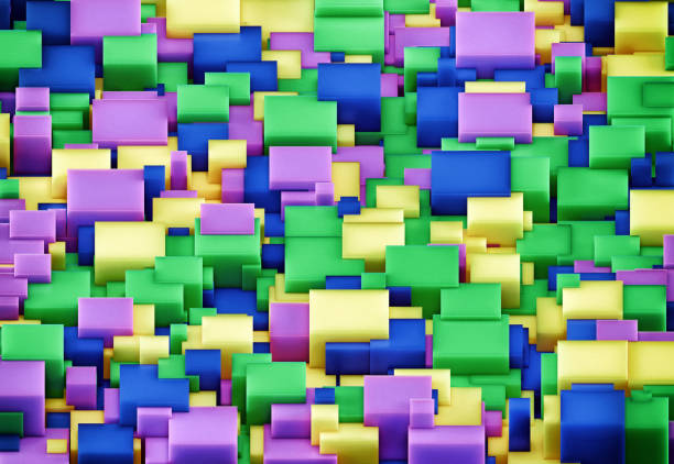 Colorful blocks, retro 3D geometric abstract art for backgrounds, brochures, presentations, banners or covers
