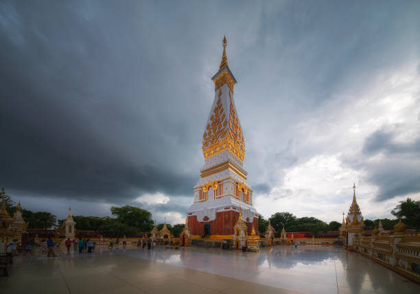Wat Phrathat Phanom Woramahawihan Stupa with the sternum of the Buddha, which is a Theravada Buddhist structure, Nakhon Phanom, Thailand