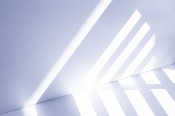 istock Studio style background wall decoration presentation uses white and blue tones. with shadows cast from a nearby window, concept creating a decorative 2162192854