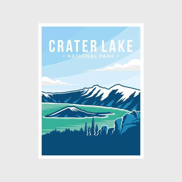 Crater Lake National Park poster vector illustration design