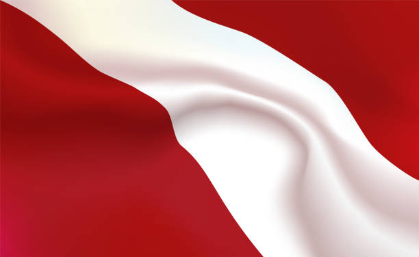 istock Background Austrian Flag in folds. Austria banner. Pennant with stripes concept up close, standard Federal Republic Of Austria. Central Europe illustration. Realistic soft shadows. 2162199400