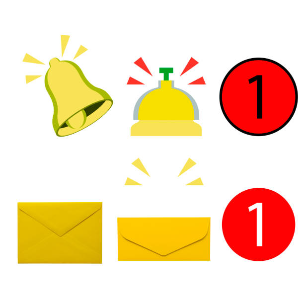 Notification of a email, sms and social media reminder icon set on white background.
