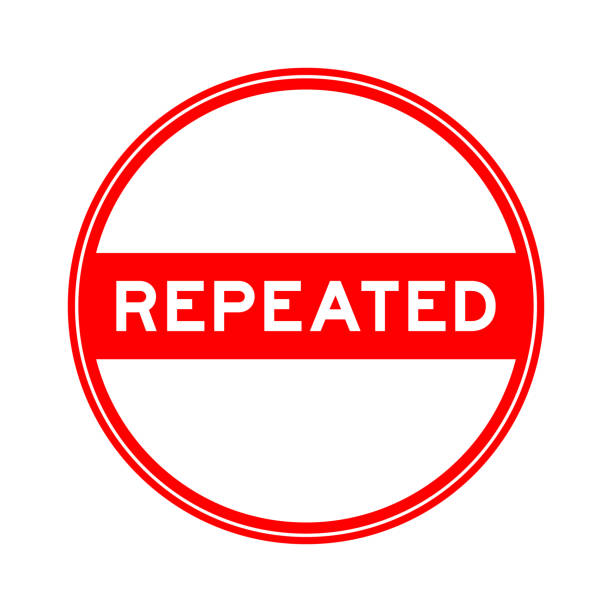 istock Red color round seal sticker in word repeated on white background 2162200202