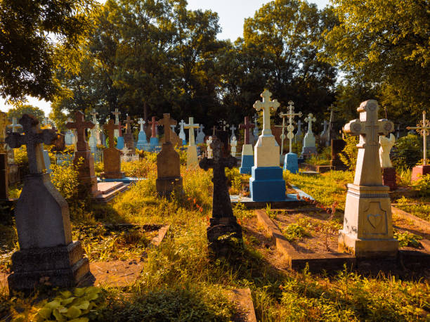 istock Old cemetery on a sunny morning. 2162208560