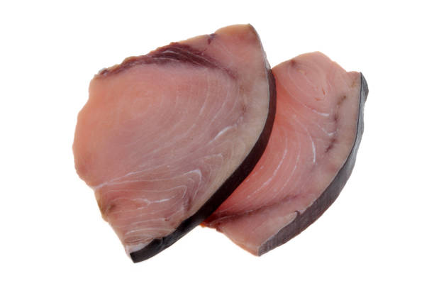 istock Slices of raw swordfish isolated on white 2162218852