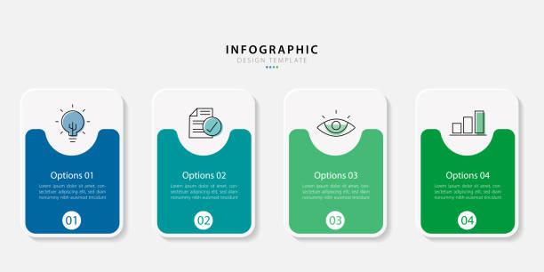 stockillustraties, clipart, cartoons en iconen met business infographic template. 4 step timeline journey. - infographic