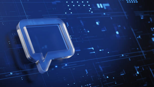 istock Chatbot, online communication 3d symbol on abstract dark blue digital background 2162220998