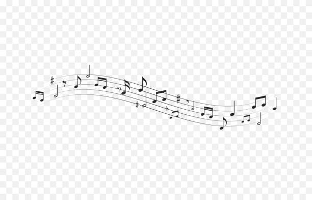 illustrations, cliparts, dessins animés et icônes de notes de musique sur un fond transparent isolé. notes de musique. variétés de notes de musique. contexte musical. - note de musique