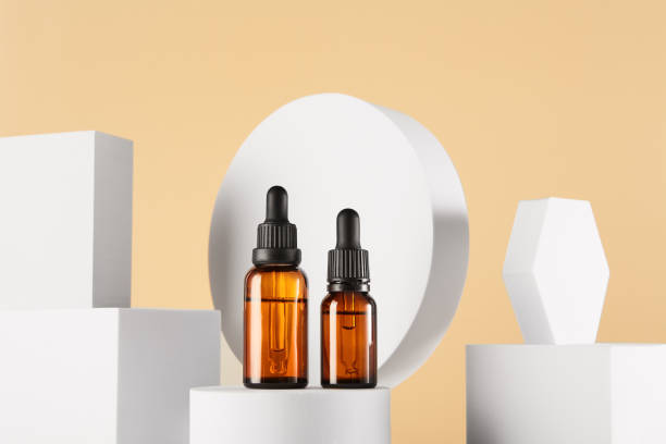 istock Dropper vials mock-ups, cosmetic glass containers. 2162224244