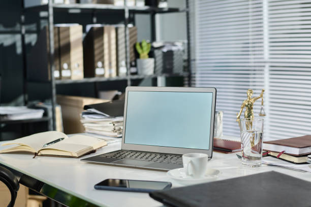 istock Office supplies surrounding laptop 2162225913