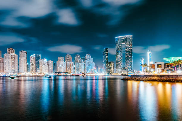 istock Dubai Marina skyline at night 2162229022