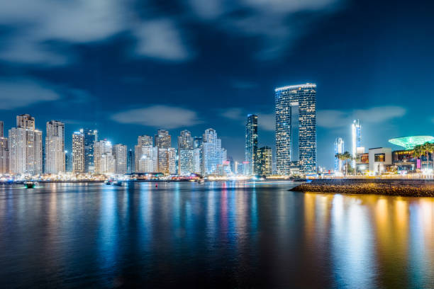 istock Dubai Marina skyline at night 2162229244