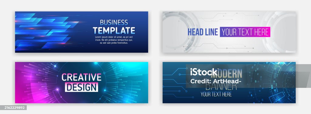Computer Vision Horizontal Banner Scifi Vector Sample Concept Hightech Horizontal Banner Template Modern ...