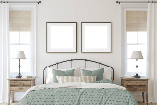 istock Farmhouse bedroom interior. 3d render. 2162232461