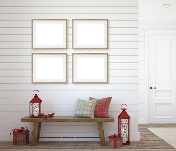 istock Christmas farmhouse entryway. 3d rendering 2162232523
