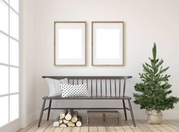 istock Scandinavian entryway. Christmas interior. 3d rendering. 2162232526