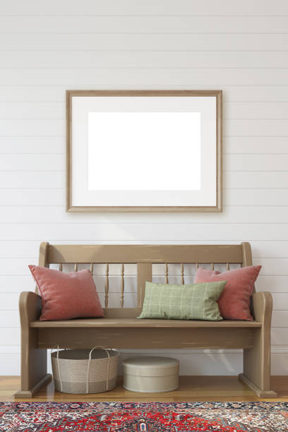 istock Interior of farmhouse hallway. 3d render. 2162232998