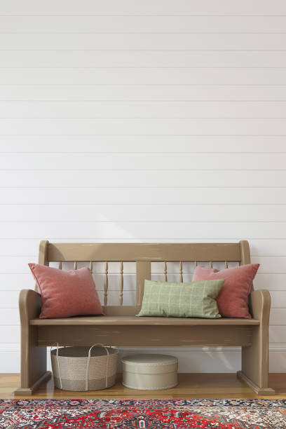 istock Interior of farmhouse hallway. 3d render. 2162232999