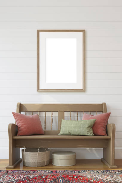 istock Interior of farmhouse hallway. 3d render. 2162233107