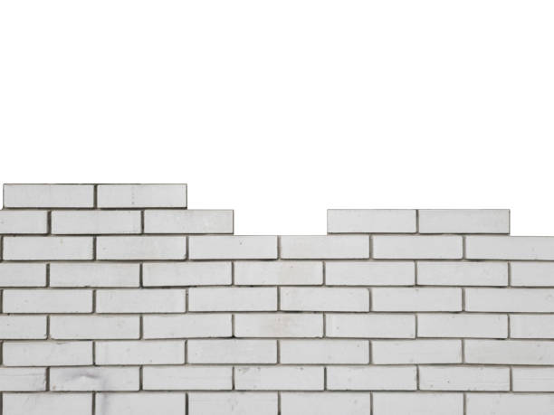 Unfinished white brick wall is isolated.