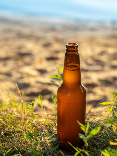 istock open bottle of beer on the beach 2162240540