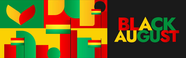 istock Black August celebration banner, background post. Black August banner with abstract art elements in African flag colors. The day recalls Black prisoners, freedom fighters against racial colonialism. 2162244470