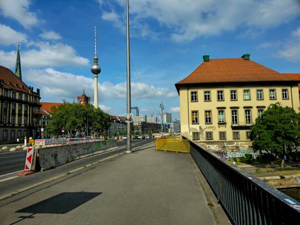 Berlin cityscape with the famous TV tower. Captured on a sunny day during spring season.