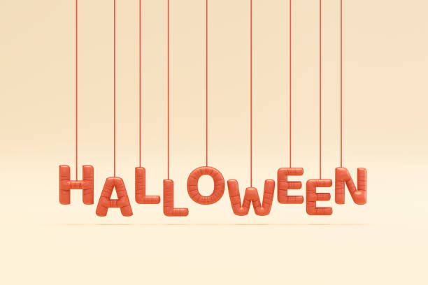Halloween balloons with rope. Digitally generated image. 3d render.