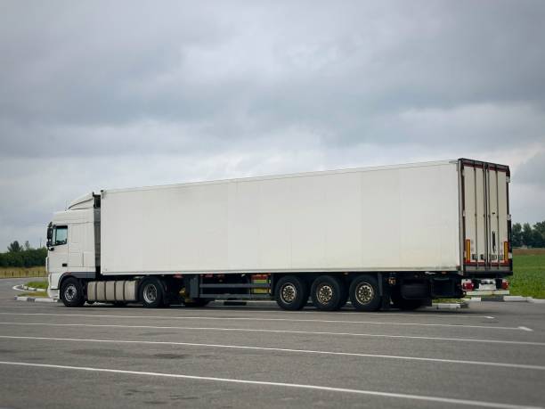istock White Lorry Truck with Container - Cargo Logistics Freight. 2162249646