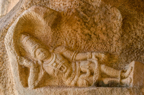 istock Lord Vishnu. Stone bas-reliefs Hampi. 2162257267