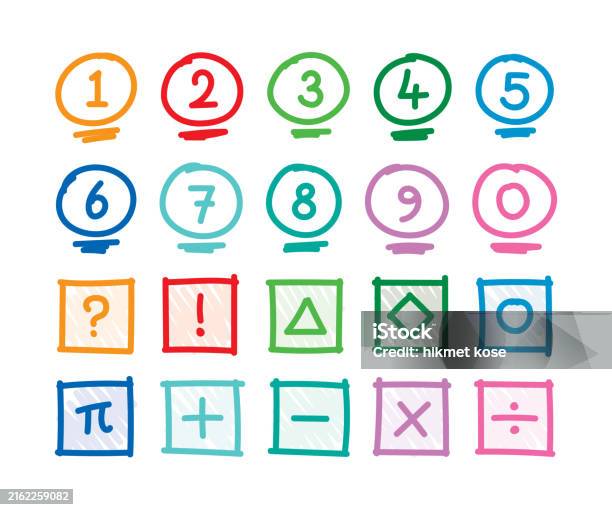 09 Number Hand Drawn 09 Numbers And Math Symbols Scribble 09 Numbers 09 Numbers ...