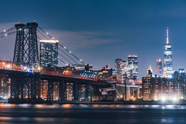 istock Illuminated Williamsburg Bridge at Night in NYC 2162259718