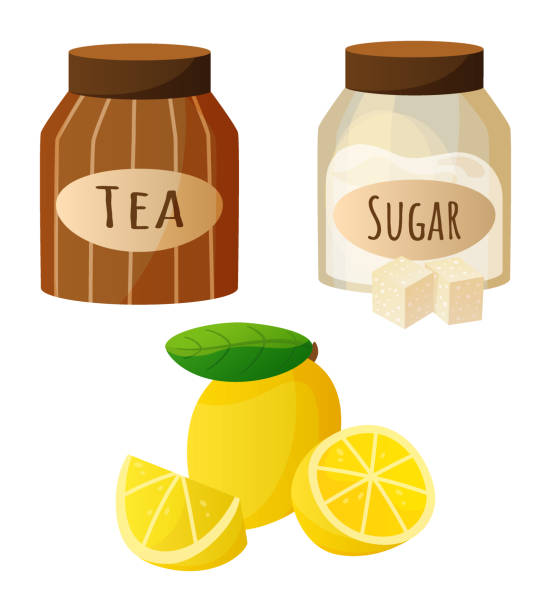 Kombucha cooking. Fermented tea preparation ingredients. Sugar glass jar. Vegan drink. Lemon pieces. Antioxidant lemonade. Citrus juice. Homemade organic beverage. Vector objects set Kombucha cooking. Fermented tea preparation ingredients. Sugar glass jar. Vegan drink. Products bottle. Lemon pieces. Antioxidant lemonade. Citrus juice. Homemade organic beverage. Vector objects set kombucha jar stock illustrations
