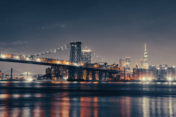 istock Illuminated Williamsburg Bridge at Night in NYC 2162260081