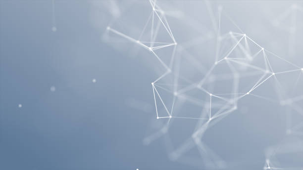 istock airy abstract connection of dots and lines on a light blue background. Cool light plexus effect. White particles and polygons slowly fly, a futuristic plexus of digital data. Neural networks, 2162276435