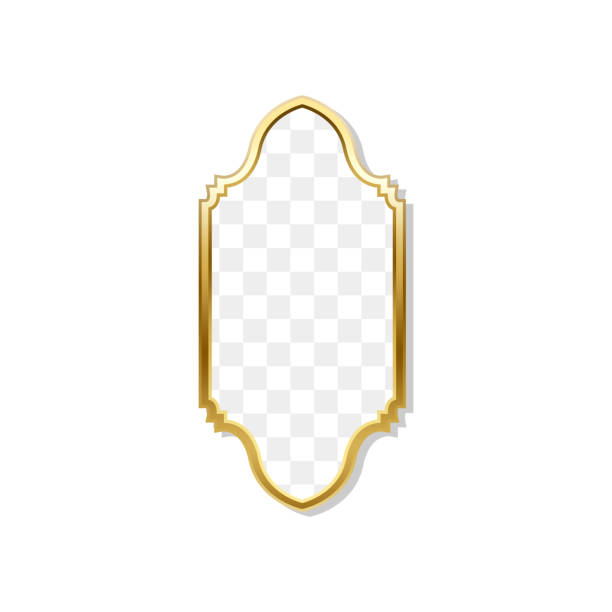 istock Realistic golden frames in arabic style. Traditional islamic 3d shape. Ramadan kareem frames with transparent background 2162278001