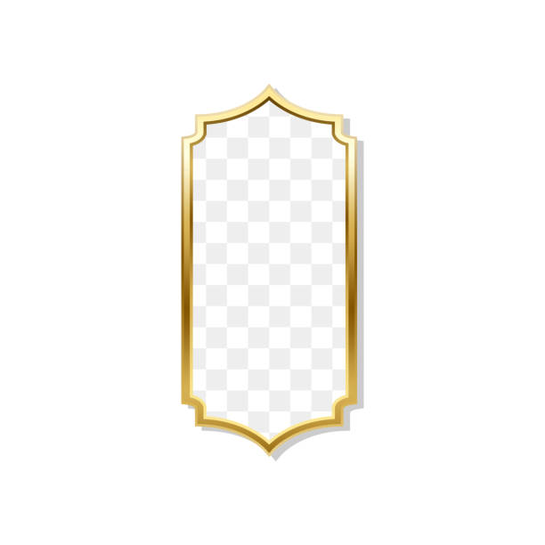 istock Realistic golden frames in arabic style. Traditional islamic 3d shape. Ramadan kareem frames with transparent background 2162278031