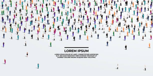 istock A large group of workers on white background with text space. Labour people crowd seamless background. Labor day concept. Vector illustration 2162278693