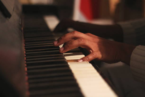 istock Creative Hands on Old Honky Tonk Piano: Wide Aperture Shot 2162278913