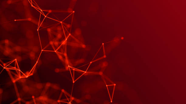 istock red plexus effect. Abstract connection of dots and lines on a red background. Red particles and polygons slowly fly, futuristic interweaving of digital data. Neural networks. Intersection of triangles. Movement graphic shapes glow. Intimate backgro 2162279389