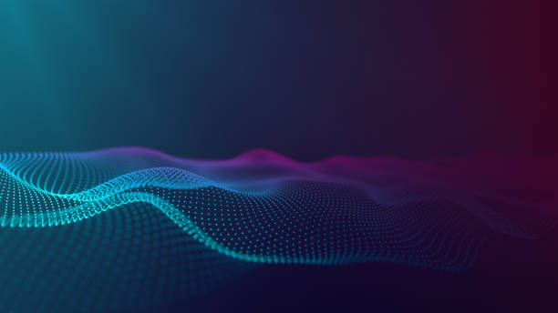istock Digital blue pink waves. Wavy magenta turquoise gradient. graphic landscape. Wavy space. Sci-fi microworld. Abstract data flow concept. Focused field with glowing HUD. Blue red background 4k 2162279752