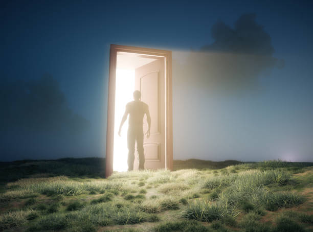 istock Opened door in the nature to the space. 2162280733